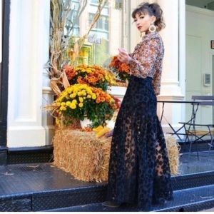 Zara Floral Velvet Burnout Maxi Skirt. Bloggers Favorite.